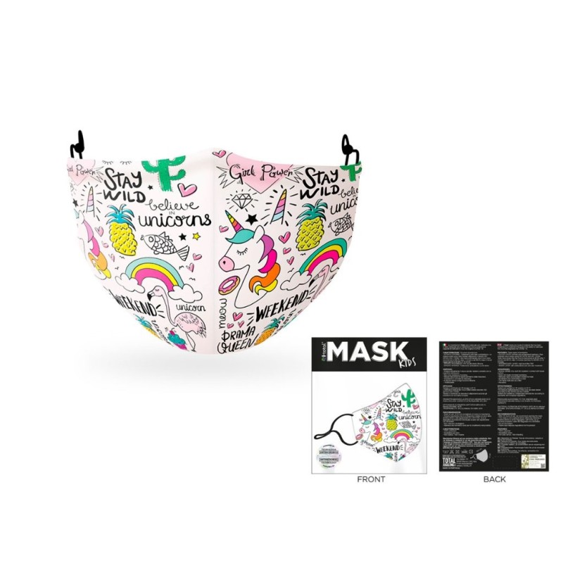 Máscara infantil de cobertura de poliéster Unicorn Máscara infantil de cobertura de poliéster Unicorn