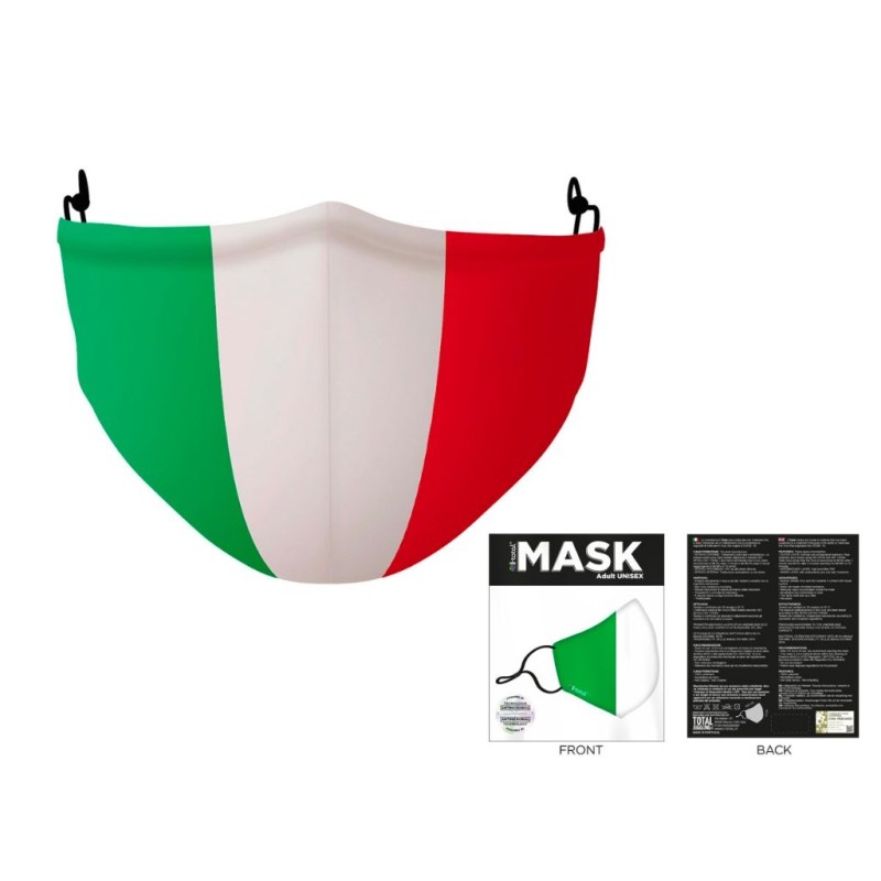 Mascherina copriviso in Poliestere bandiera italiana Mascherina copriviso in Poliestere bandiera italiana