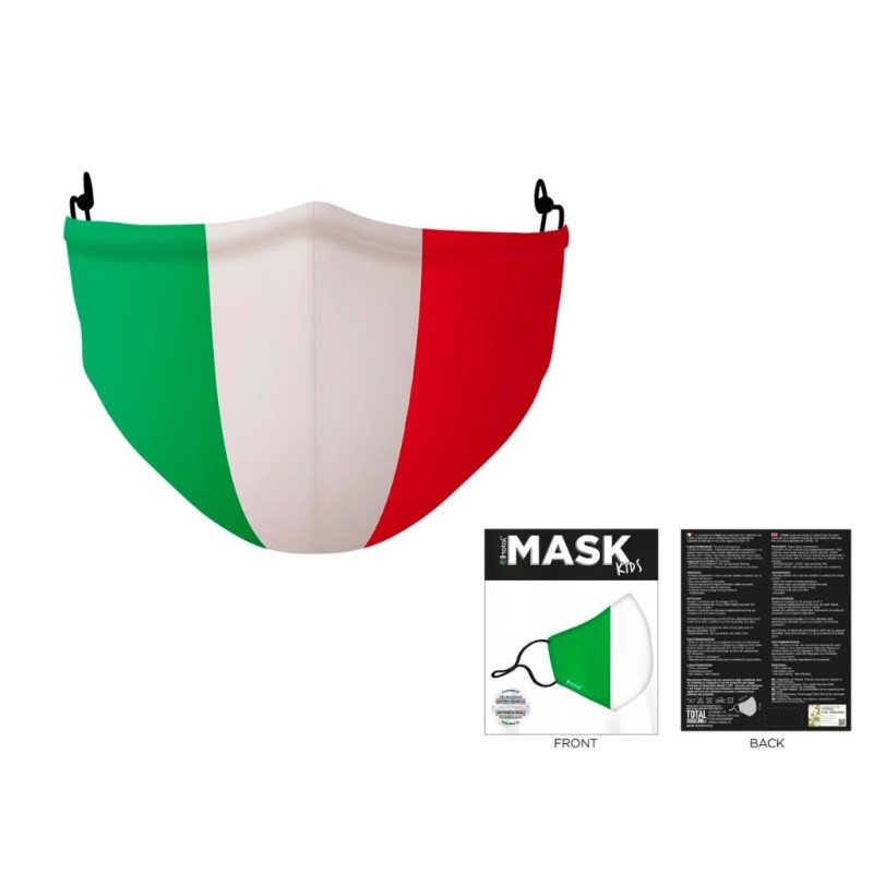 Mascherina Kids copirviso in Poliestere bandiera italiana Mascherina Kids copirviso in Poliestere bandiera italiana