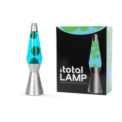 Lámpara de Lava Spaceship con Base Plateada, Líquido Azul y Cera Verde