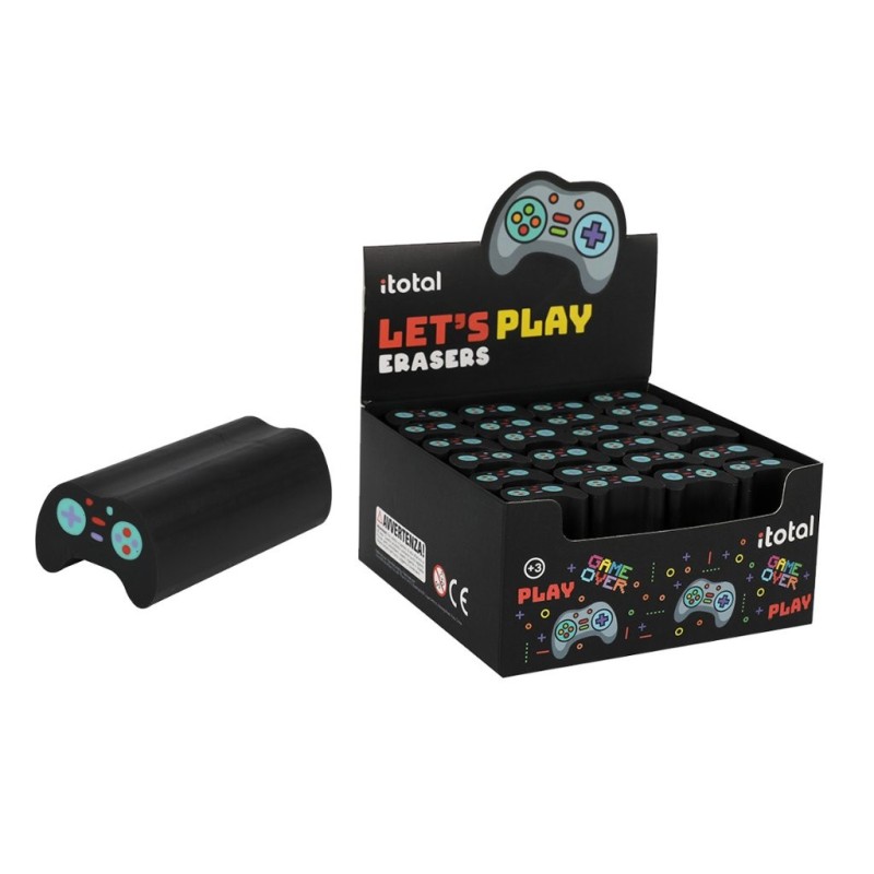 Goma de borrar en forma de joypad LET'S PLAY - expositor 24 uds Goma de borrar en forma de joypad LET'S PLAY - expositor 24 uds