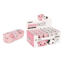 Goma de borrar en forma de animal PIGGY & COW - expositor 24 uds