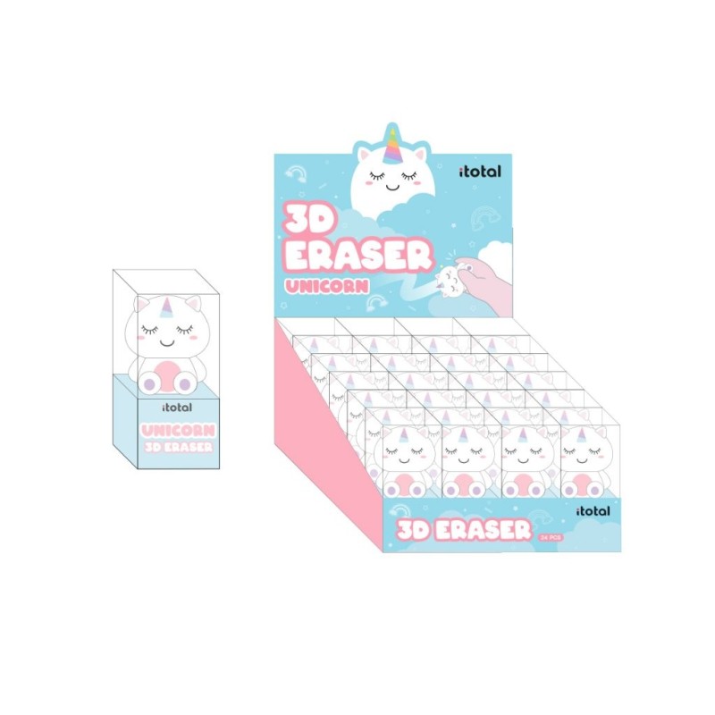 Goma de borrar 3D UNICORN - expositor 24 uds Goma de borrar 3D UNICORN - expositor 24 uds