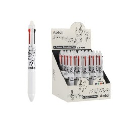 Bolígrafo Borrable 4 en 1 MUSIC - expositor 25 uds