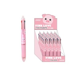 Bolígrafo Borrable 4 en 1 PIGGY - expositor 25 uds