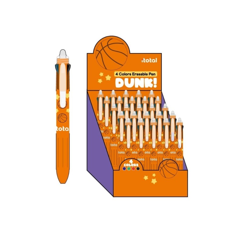 Bolígrafo Borrable 4 en 1 BASKETBALL - expositor 25 uds Bolígrafo Borrable 4 en 1 BASKETBALL - expositor 25 uds