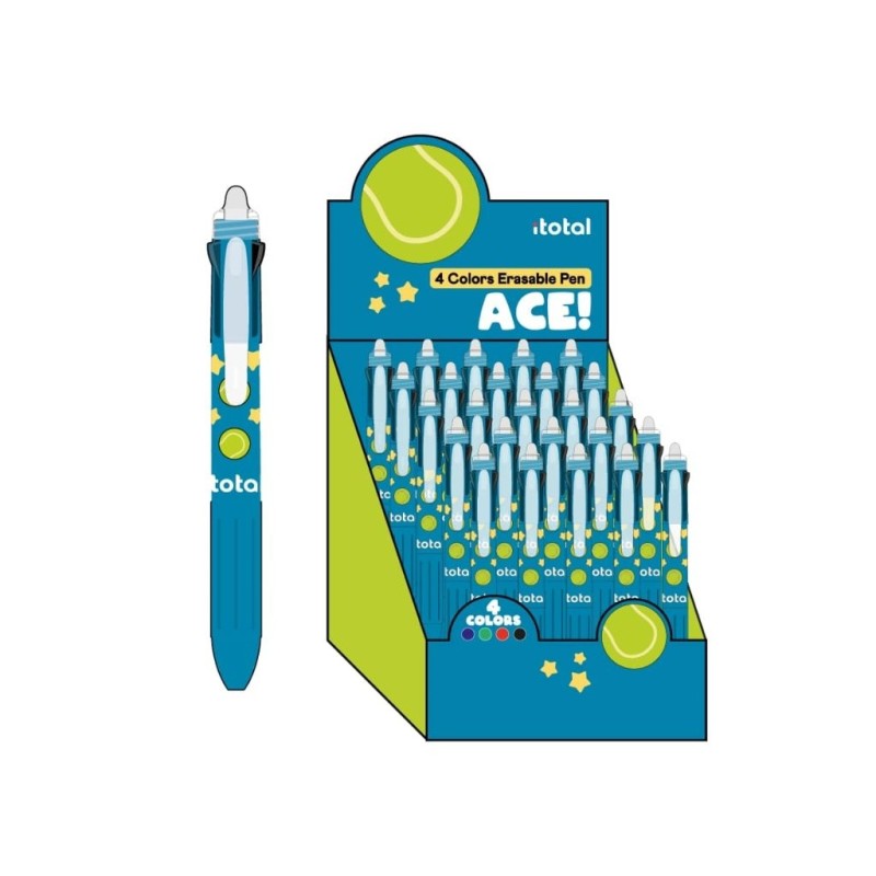 Bolígrafo Borrable 4 en 1 TENNIS - expositor 25 uds Bolígrafo Borrable 4 en 1 TENNIS - expositor 25 uds