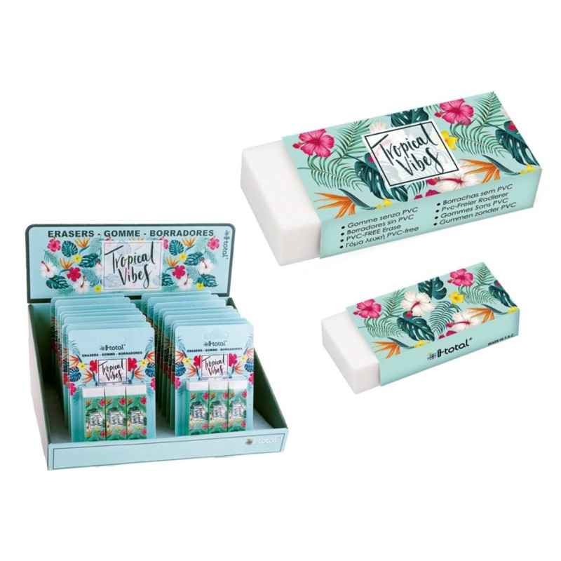 Goma de borrar TROPICAL VIBES - expositor 18 uds Goma de borrar TROPICAL VIBES - expositor 18 uds
