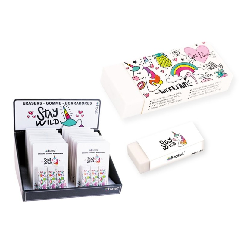 Goma de borrar UNICORN - expositor 18 uds Goma de borrar UNICORN - expositor 18 uds