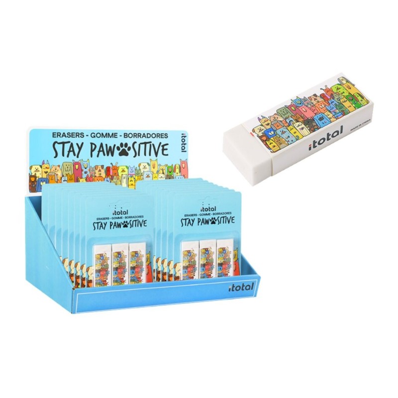 Goma de borrar STAY PAWSITIVE - expositor 18 uds Goma de borrar STAY PAWSITIVE - expositor 18 uds