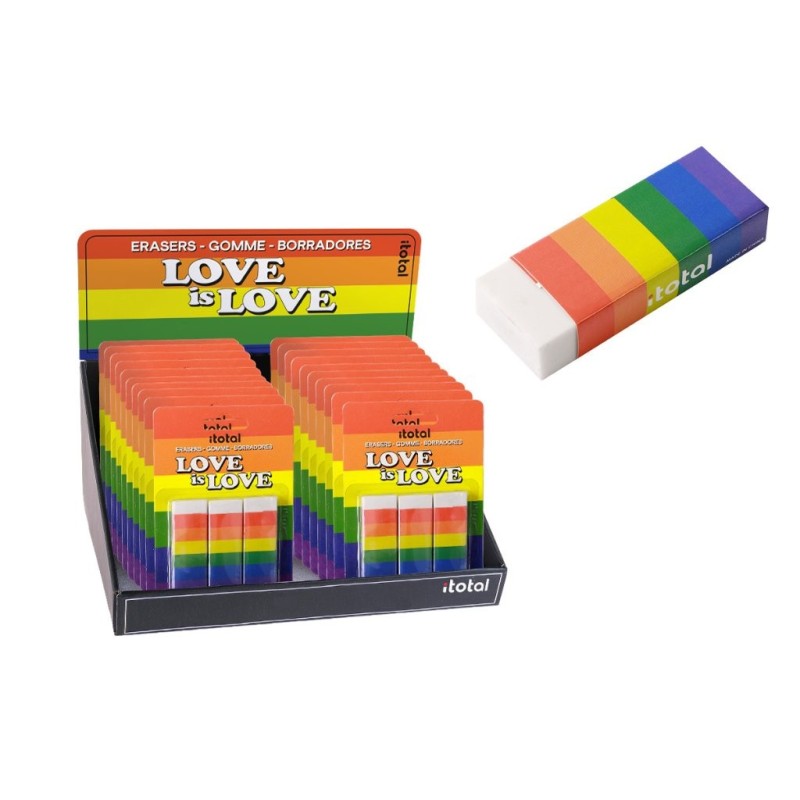 Goma de borrar LOVE IS LOVE - expositor 18 uds Goma de borrar LOVE IS LOVE - expositor 18 uds