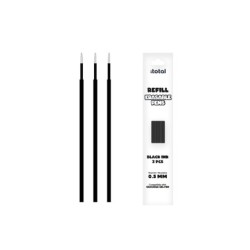 Set de 3 piezas de Recambio de Tinta Borrable para boligrafos con tapa Negro