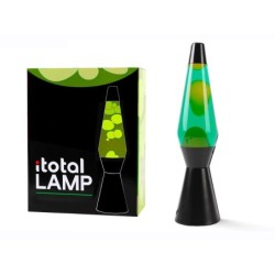 Lámpara de Lava Spaceship con Base Negra, Líquido Verde y Cera Amarilla