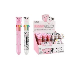 Bolígrafo Multicolor PIGGY & COW - expositor 36 uds