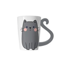 Taza de Cerámica Gato Gris