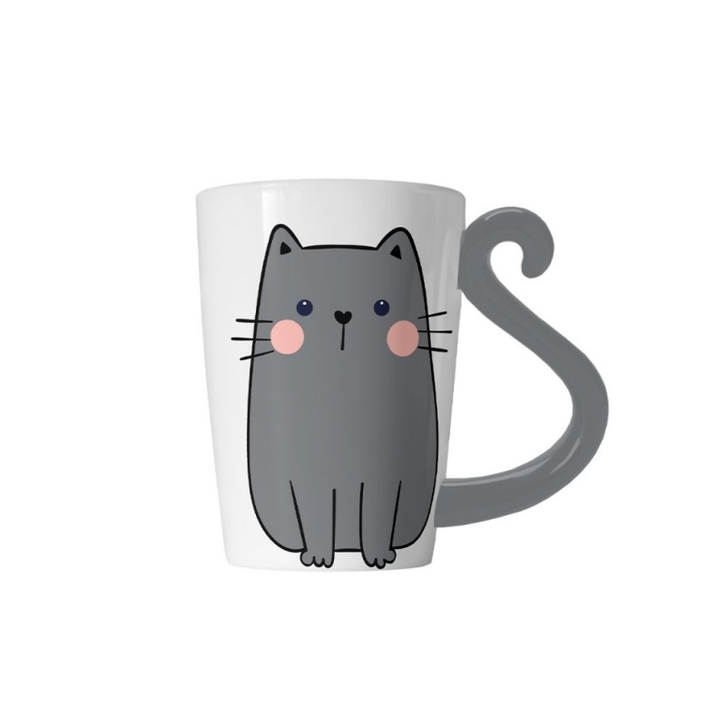 Taza de Cerámica Gato Gris Taza de Cerámica Gato Gris