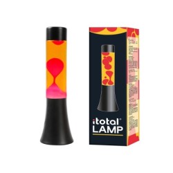 Lámpara de Lava Flared con Base Negra, Líquido Amarillo y Cera Roja