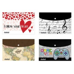 Carpetas de Documentos surtidas LET'S PLAY, MUSIC, FOLLOW YOUR HEART & OLD MAP
