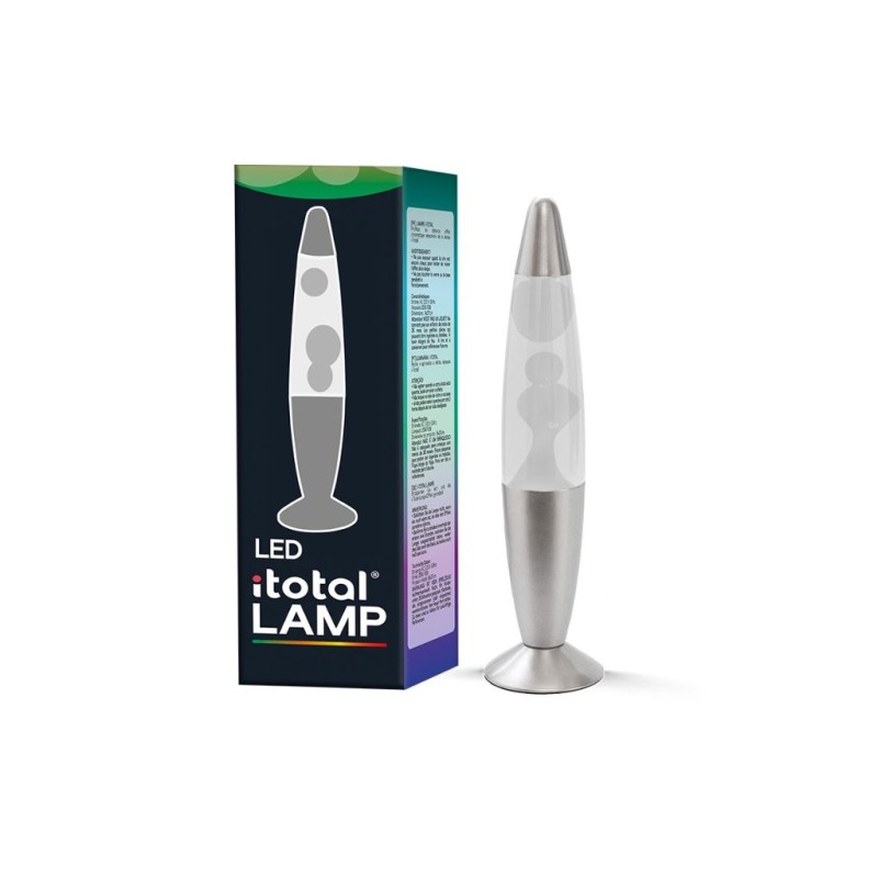 Lámpara de lava LED Bullet con Luz que Cambia de Color y Base Plateada Lámpara de lava LED Bullet con Luz que Cambia de Color y Base Plateada