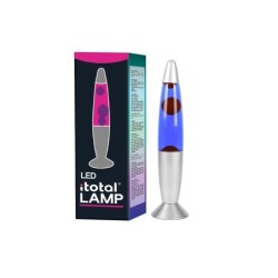 Lámpara de Lava LED Bullet con Luz Rosa y Base Plateada