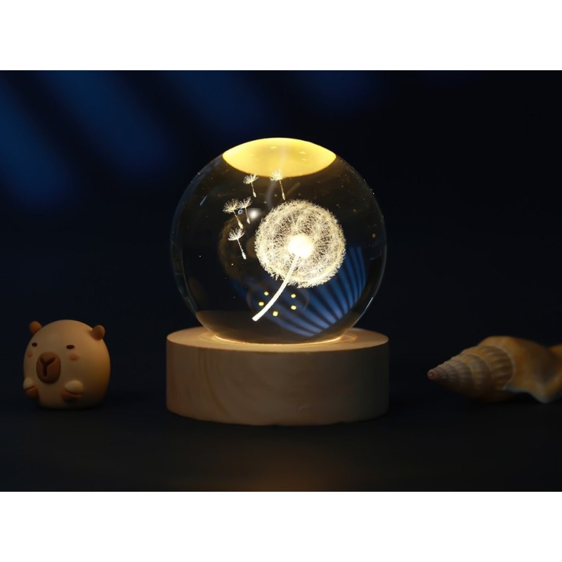 Lámpara Bola de cristal pequeña Diente de león Lámpara Bola de cristal pequeña Diente de león