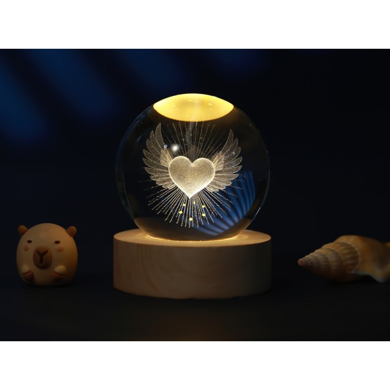 Lámpara Bola de cristal pequeña Corazón Lámpara Bola de cristal pequeña Corazón