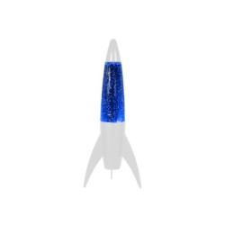 Lámpara Glitter Rocket con Base Blanca y Luz Azul