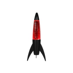 Lámpara Glitter Rocket con Base Negra y Luz Roja