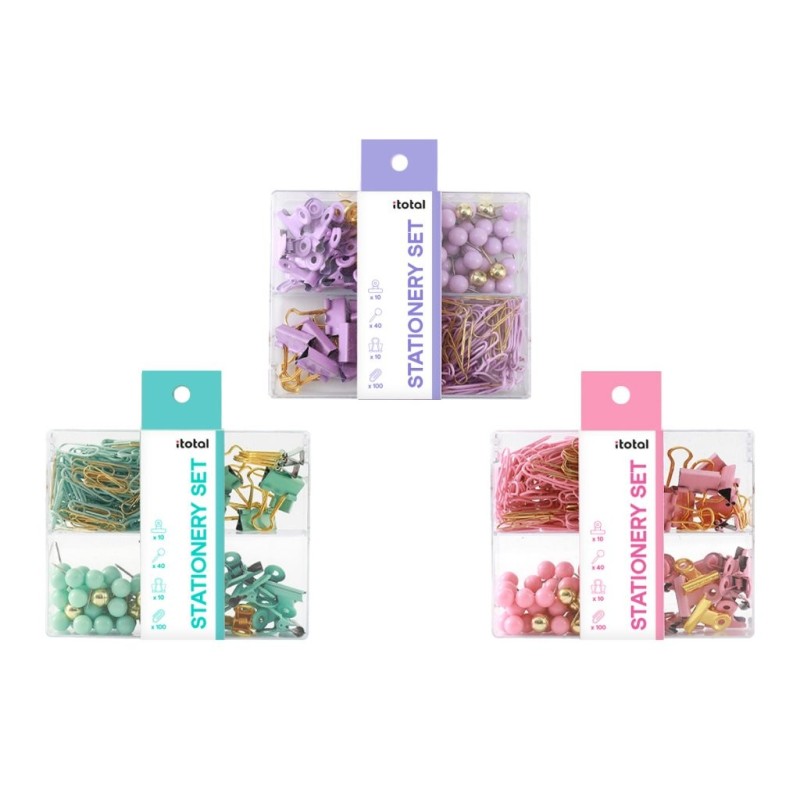 Juegos de alfileres y clips cuadrados surtidos Juegos de alfileres y clips cuadrados surtidos