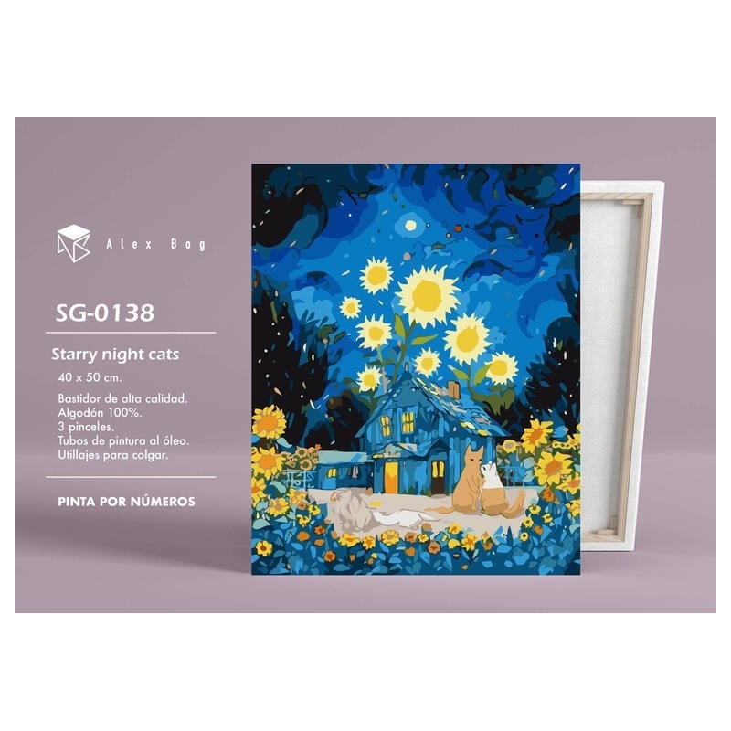 Pintar por números Starry night Cats SEP-2025 Pintar por números Starry night Cats SEP-2025
