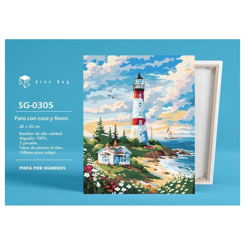 Pintar por números Faro con casa y Flores SEP-2025 Pintar por números Faro con casa y Flores SEP-2025