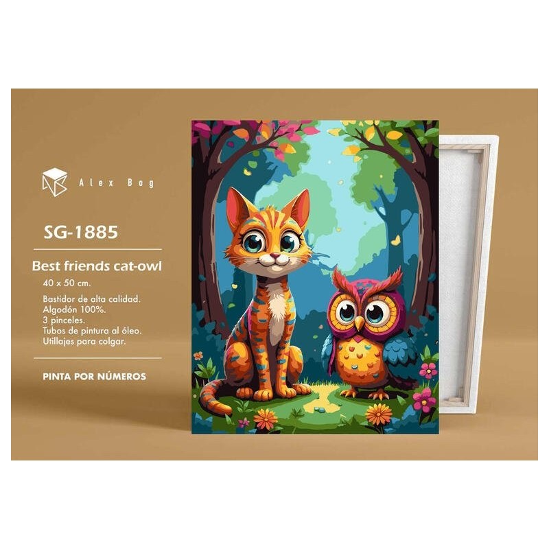 Pintar por números Best Friend Cat-Owl SEP-2025 Pintar por números Best Friend Cat-Owl SEP-2025