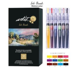 Estuche 12 rotuladores pincel Artist ink Brush acuarelables OCT-2025