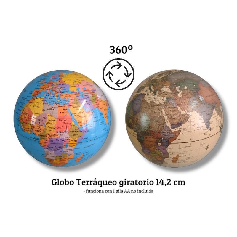Bola del mundo Rotating 14,2 Cms. 2 colores SEP-2025 Bola del mundo Rotating 14,2 Cms. 2 colores SEP-2025
