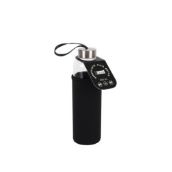 Botella de borosilicato 500 ml con funda negra en neopreno Botella de borosilicato 500 ml con funda negra en neopreno