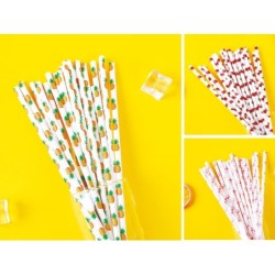 Set de 20 Pajitas de Papel con diseños mixtos Set de 20 Pajitas de Papel con diseños mixtos