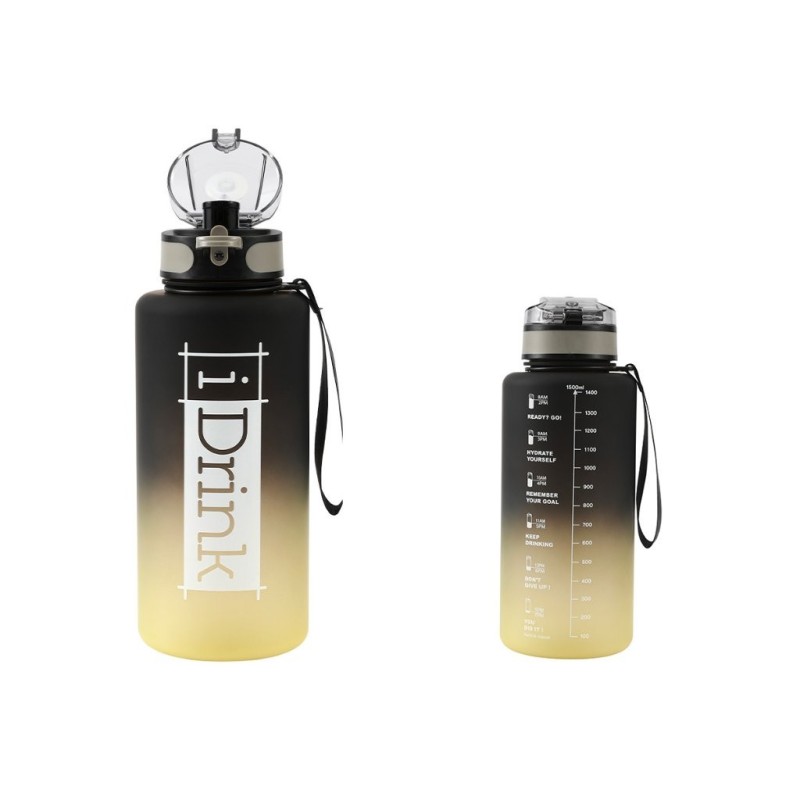 Botella Tritan 1500 ml negra y amarilla Botella Tritan 1500 ml negra y amarilla