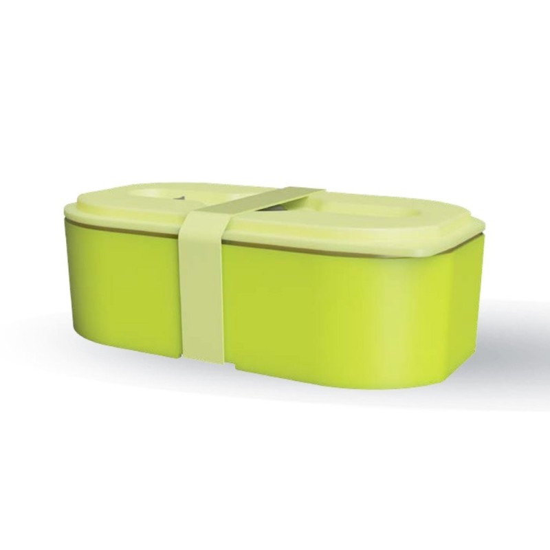 Fiambrera con banda elástica verde Fiambrera con banda elástica verde