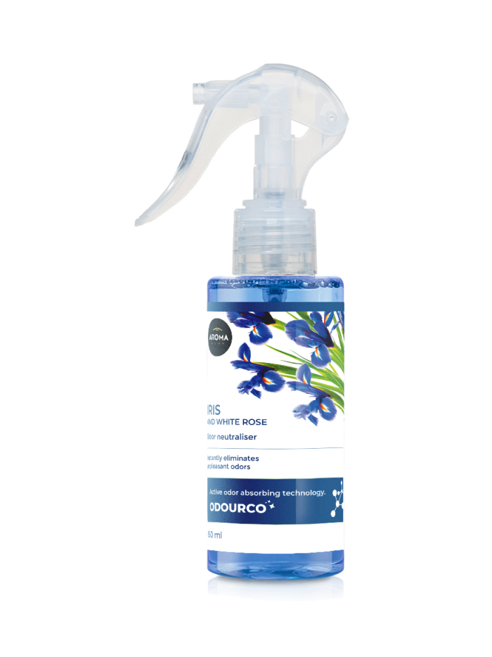 Aroma Home Spray Odourco 150ml,Iris con rosa blanca