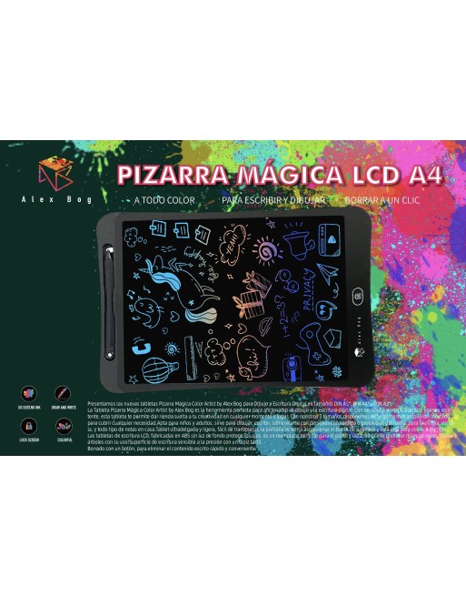 PIZARRA MAGICA LCD A4 COLOR,5 COLORES AGOSTO