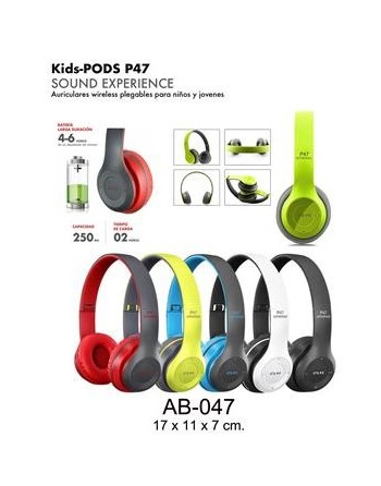 AURICULARES WIRELESS PLEGABLES kIDS, 5 COLORES
