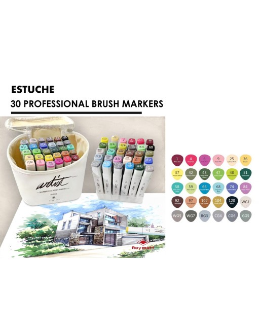 CANVAS LUXE PROFESSIONAL BRUSH MARKER 30 COLORES FINAL MAYO