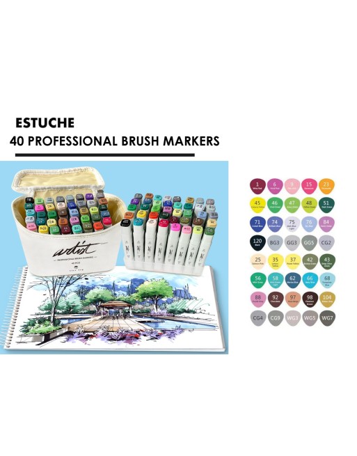 CANVAS LUXE PROFESSIONAL BRUSH MARKER 40 COLORES