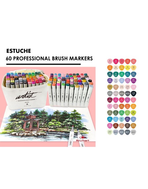 CANVAS LUXE PROFESSIONAL BRUSH MARKER 60 COLORES FINAL MAYO