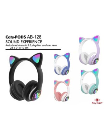 NEW AURICULAR CAT LUCES NEON ,BLUETOOTH 5.0,5 COL