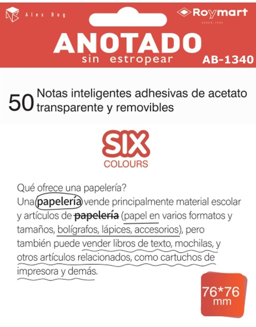 PAQUETE 50 NOTAS INTELIGENTES ACETATO TRANSPARENTE