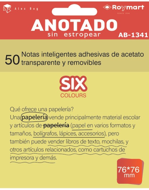 PAQUETE 50 NOTAS INTELIGENTES ACETATO AMARILLO FLU