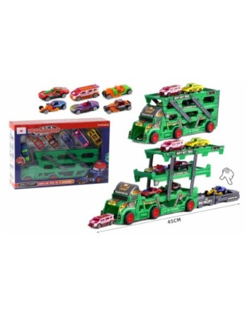CAMION TRAILER PORTACOCHES VERDE,6 COCHES