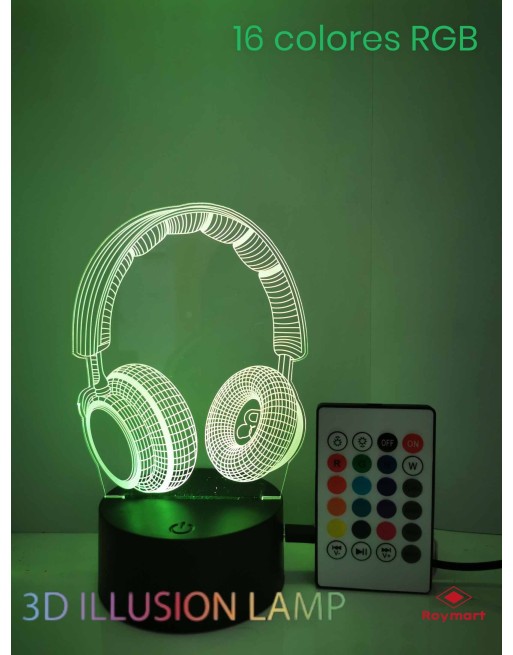 LAMPARA LED 3D NIGHTLIGHT AURICULAR CONTROL REMOTO