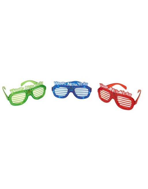 GAFAS FANTASIA CON LUCES LED HAPPY NEW YEAR,3COL.